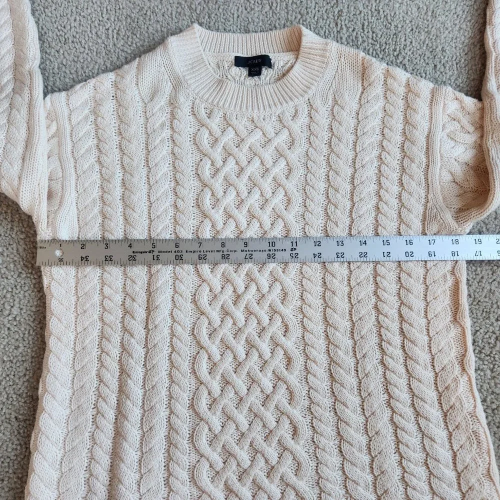 NWOT J. Crew Cotton Cashmere Cable Knit Pullover in Palest Peach RUNS BIG